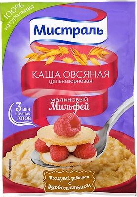 Каша Мистраль Овсяная Малиновый Мильфей 40г