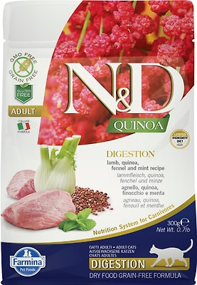 Сухой корм для кошек Farmina N&D Cat Quinoa беззерновой с ягненком фенхелем и киноа для поддержки пищеварения 300г