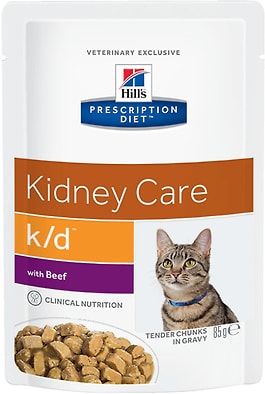 Влажный корм для кошек Hills Prescription Diet k/d при хронической болезни почек с говядиной 85г