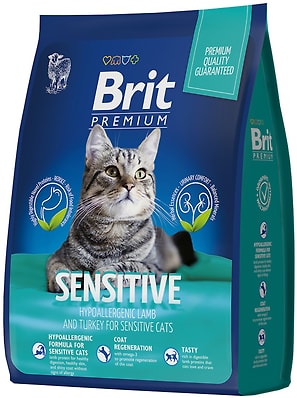 Сухой корм для кошек Brit Premium Sensitive с курицей и бараниной 0.4кг