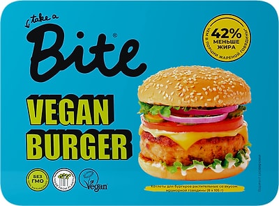 Котлеты для бургеров растительные Bite замороженные 8шт*105г