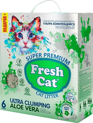 Наполнитель комкующийся для кошачьего туалета Fresh Cat с ароматом Алоэ вера 6л