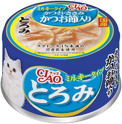 Влажный корм для кошек Inaba Ciao Toromi Куриное филе с тунцом кацуо в сливочном бульоне 80г