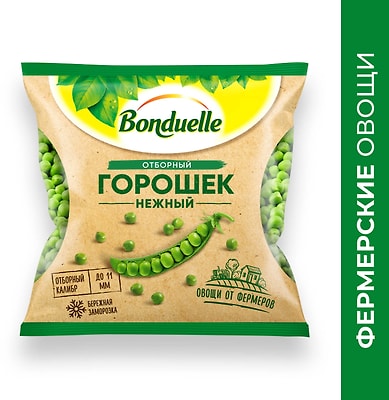 Горошек Bonduelle зеленый нежный быстрозамороженный 400г