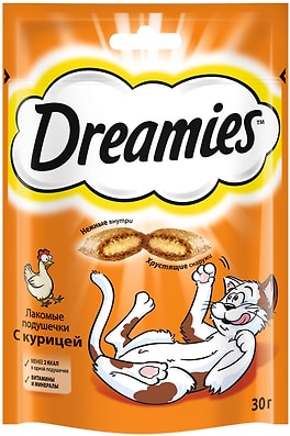Лакомство для кошек Dreamies подушечки с курицей 30г