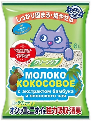 Наполнитель для кошачьего туалета Japan Premium Pet Молоко кокосовое растительный 6л