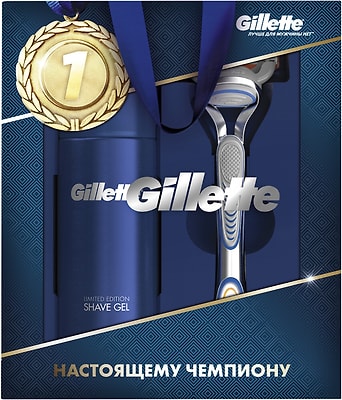 Подарочный набор Gillette Fusion Бритва с 1 сменной кассетой и Гель для бритья Ultra Sensitive 75мл