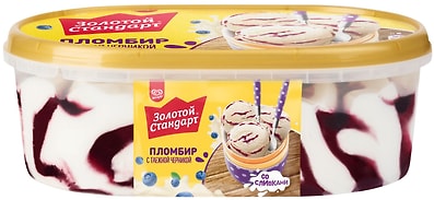 Мороженое Золотой Стандарт Пломбир с черникой 475г