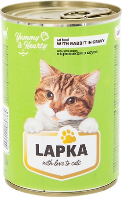 Влажный корм для кошек Lapka с кроликом в соусе 415г