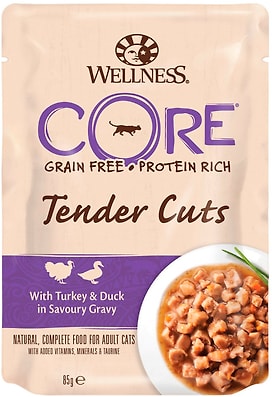 Влажный корм для кошек Core Tender Cuts из индейки с уткой в виде нарезки в соусе 85г