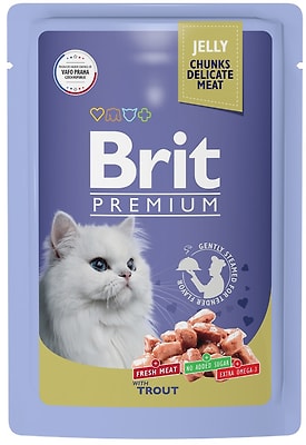 Корм для кошек Brit Premium форель в желе 85г