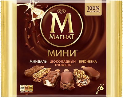 Мороженое Магнат Мини Миндаль Шоколадный трюфель и Брюнетка 6шт*49г