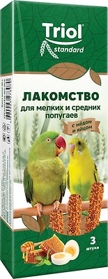 Лакомство для птиц Triol Standard для мелких и средних попугаев с медом и яйцом 80г