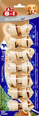 Лакомство для собак 8 in 1 Delights Beef XS косточки с говядиной для мелких собак 7.5см 7шт