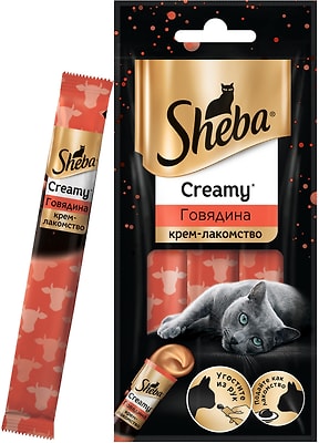 Крем-лакомство для кошек Sheba с говядиной 3шт*12г