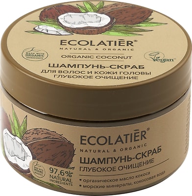 Шампунь-скраб для волос и кожи головы Organic Coconut Глубокое Очищение 300г