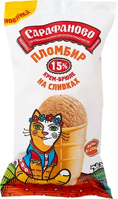 Мороженое Сарафаново Пломбир Крем-брюле в стаканчике 15% 90г