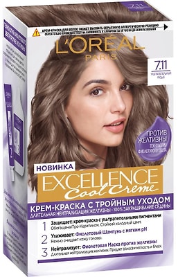 Крем-краска для волос Loreal Paris Excellence Cool Creme 7.11 Ультрапепельный русый