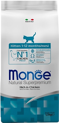 Сухой корм для котят Monge Cat Kitten с курицей 1.5кг
