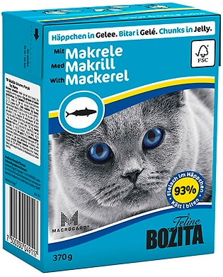 Влажный корм для кошек Bozita Mackerel кусочки в желе со скумбрией 370г