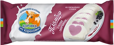 Мороженое Коровка из Кореновки Пломбир двухслойный Ванильный с черной смородиной 400г