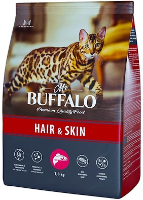 Сухой корм для кошек Mr.Buffalo Adult Hair&Skin с лососем 1.8кг