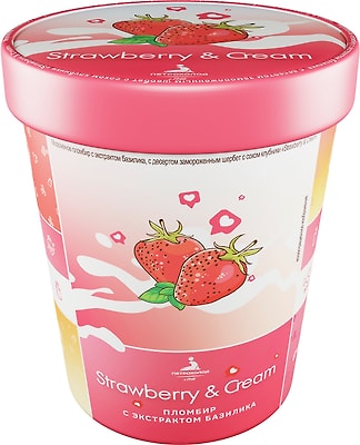 Мороженое Петрохолод Пломбир Strawberry & Cream 350г