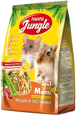 Корм для мышей и песчанок Happy Jungle 5в1 400г