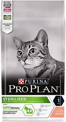 Сухой корм для стерилизованных кошек Pro Plan Optirenal Sterilised с лососем 1.5кг