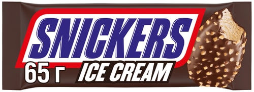 Мороженое Snickers молочное эскимо с карамелью и арахисом в глазури 5% 65г