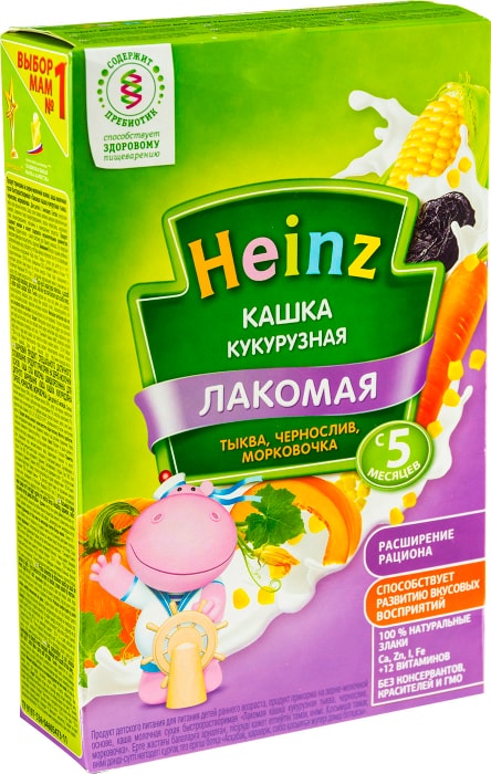 Heinz лакомая каша кукурузная тыква чернослив морковочка