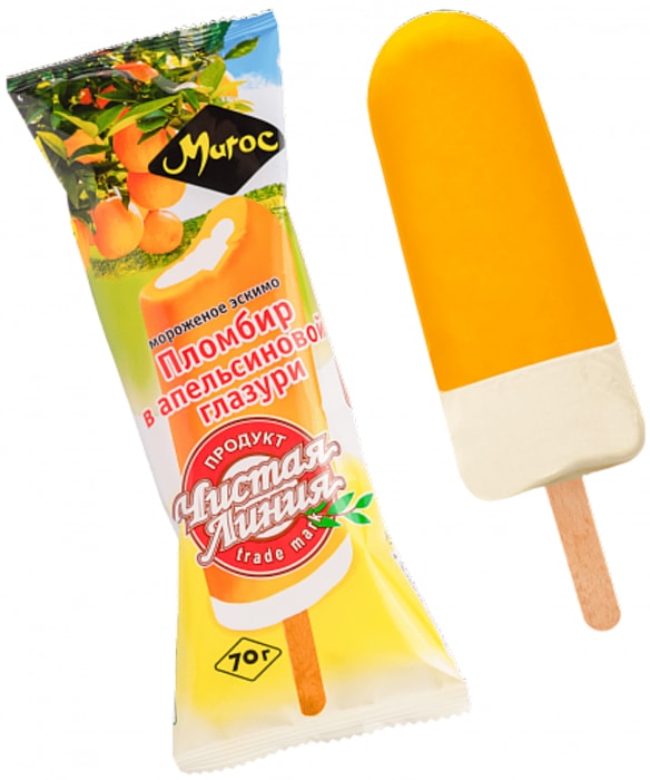 Мороженое Чистая Линия Эскимо Пломбир в апельсиновом соке 70г - купить с  доставкой в Vprok.ru Перекрёсток по цене 121.00 руб.