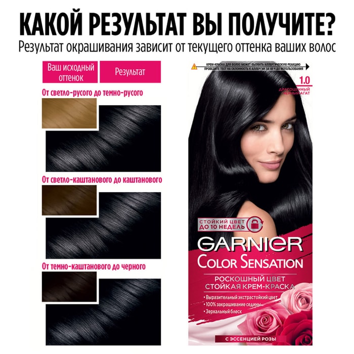 Garnier краска для волос color sensation 1 0 драгоценный черный агат