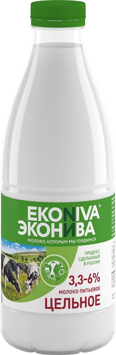 Молоко ЭкоНива пастеризованное 3.3-6% 1л - купить с доставкой в Vprok ...