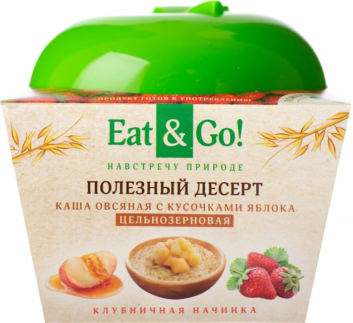 Десерт полезный eat go каша овсяная с кусочками яблоканачинка мед 225г