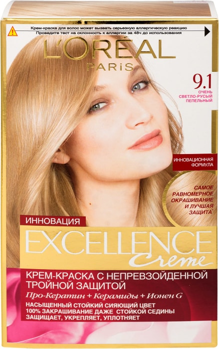 Краска для волос лореаль светло русый пепельный. Loreal Excellence Creme 9.1 отзывы.