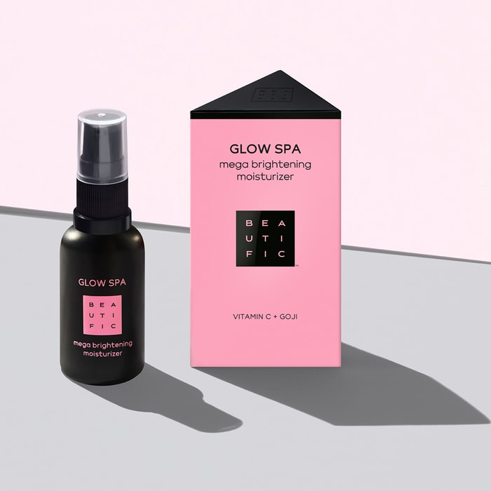 Glow spa. Beautific Glow Spa Mega Brightening Moisturizer многофункциональный Совершенствующий крем для лица с витамином с и годжи.