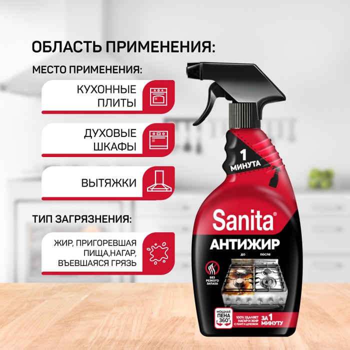 Чистящее средство для кухни sanita 1 минута 500 мл