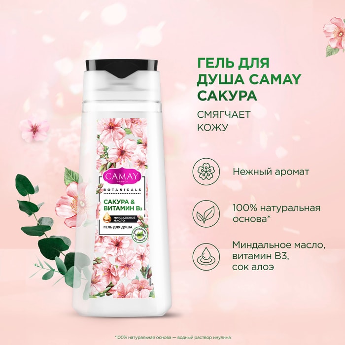 Камей сакура. Camay botanicals гель для душа. гель для душа камей сакура. подарочный набор камей. пн &quot;camay&quot; botanicals (гель для душа 2*250 мл) 6 шт/ящ.
