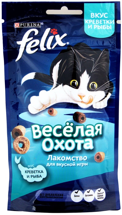 Лакомство для кошек Felix с креветкой и рыбой 50г - купить с доставкой в  Vprok.ru Перекрёсток по цене 64.90 руб.
