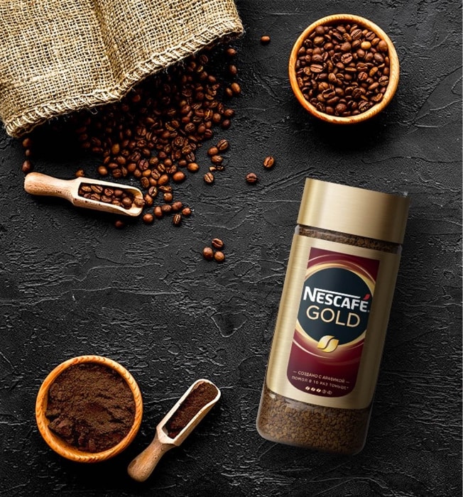 Кофе молотый в растворимом Nescafe Gold 95г - купить с доставкой в ...