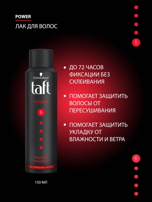 Лак для волос taft power с витаминами мегафиксация 225 мл