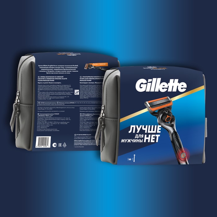 Gillette Подарочный набор Fusion Proglide Power станок+1 кассета+гель для бритья шт