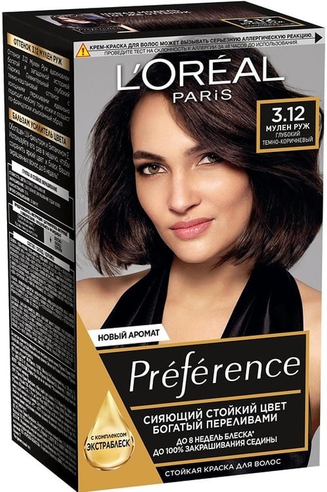 Краска для волос Loreal Paris Preference 3.12 Мулен Руж Глубокий темно- коричневый - купить с доставкой в Vprok.ru Перекрёсток по цене 774.00 руб.