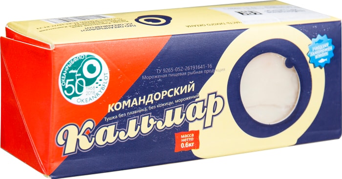 Как выглядит командорский кальмар Кальмар Океанрыбфлот командорский тушка замороженная 600г - купить с доставкой в