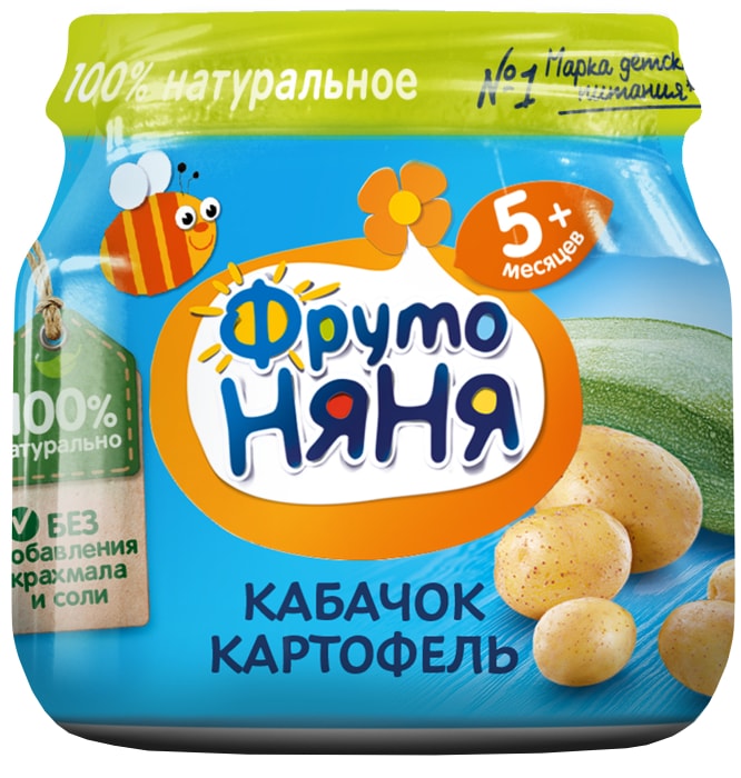 Пюре ФрутоНяня Кабачок картофель с 5 месяцев 80г - купить с доставкой вVprok.ru Перекрёсток по цене 59.00 руб.