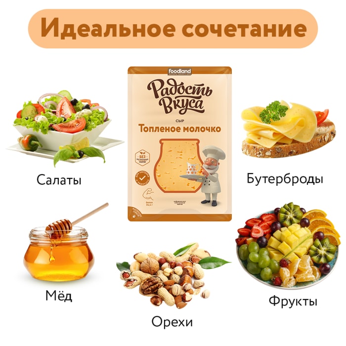 Сыр Радость вкуса Топленое молочко 45%, г купить с доставкой на дом, цены в интернет-магазине