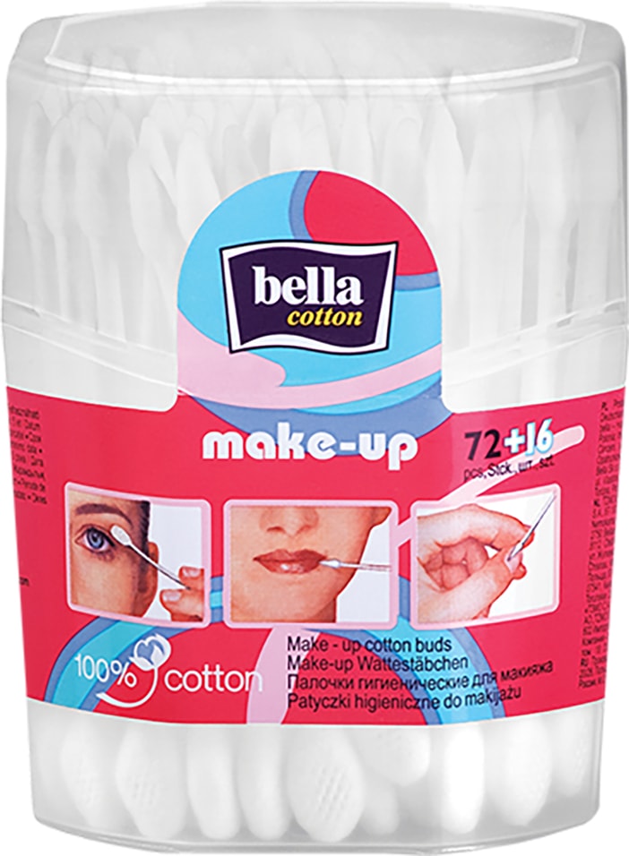 Палочки гигиенические Bella cotton Make Up для макияжа 72шт+16шт