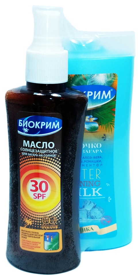 Масло для загара Биокрим SPF 30 150мл + Молочко после загара Биокрим 200мл от Vprok.ru