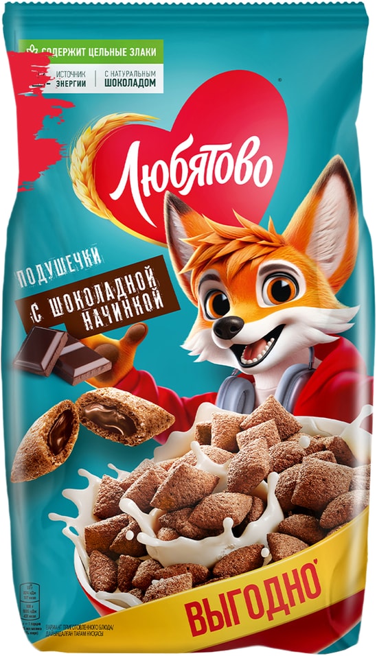 Подушечки Любятово с шоколадной начинкой 500г 190₽